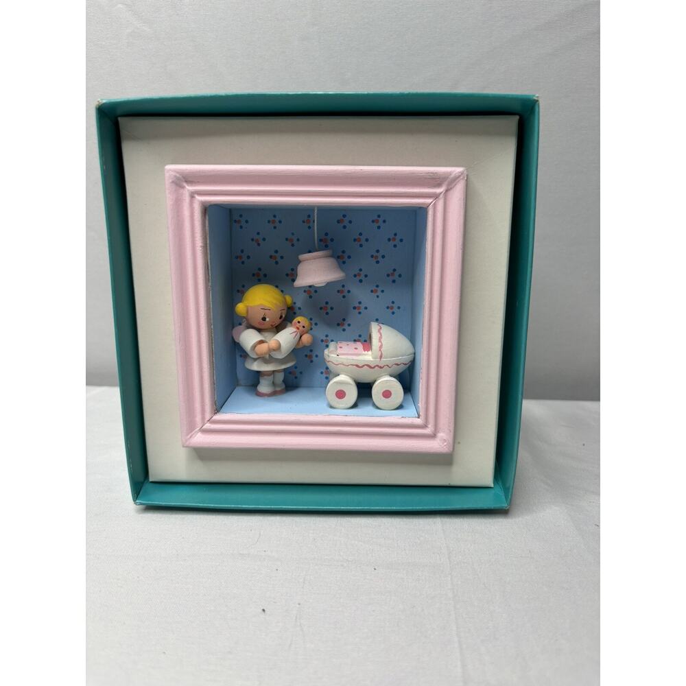 Vtg Hand Painted Wood Nursery Charms Heartline Italy W/ Box